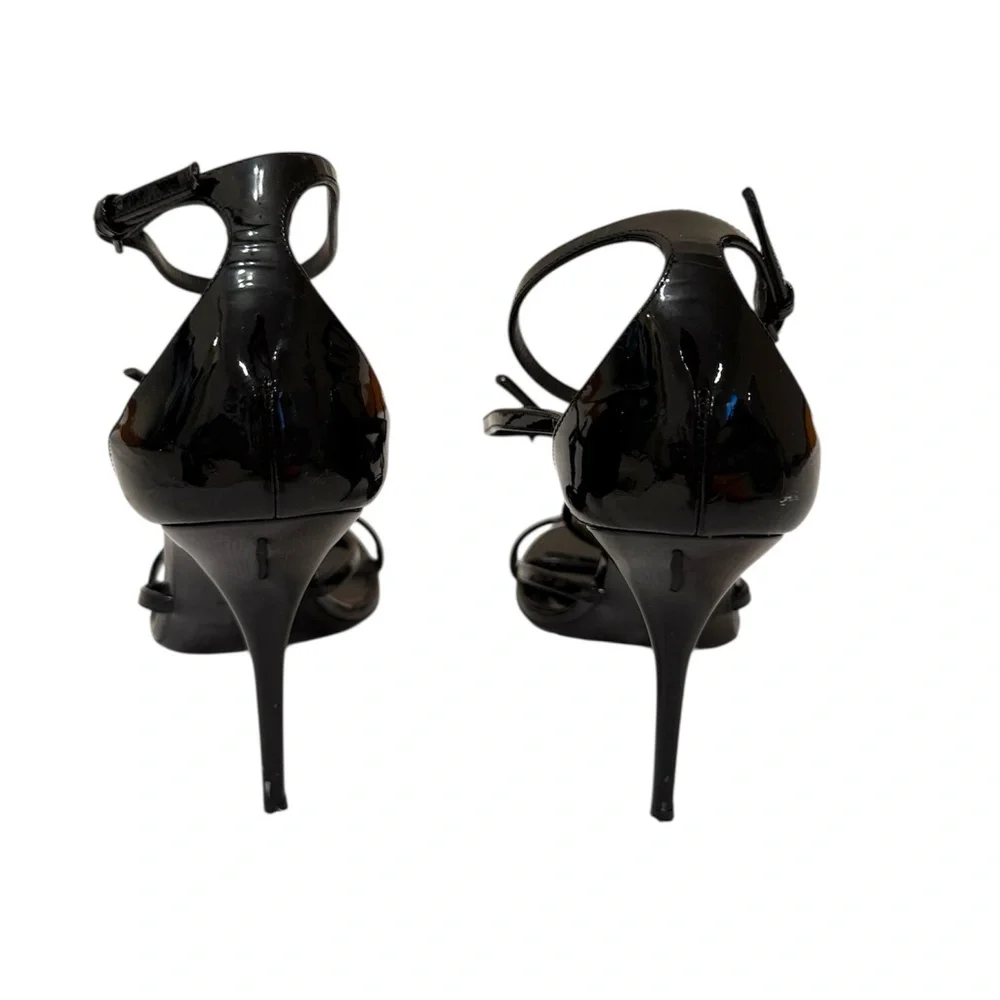 Saint Laurent Black Patent Leather Stiletto Heels - Picture 3 of 5